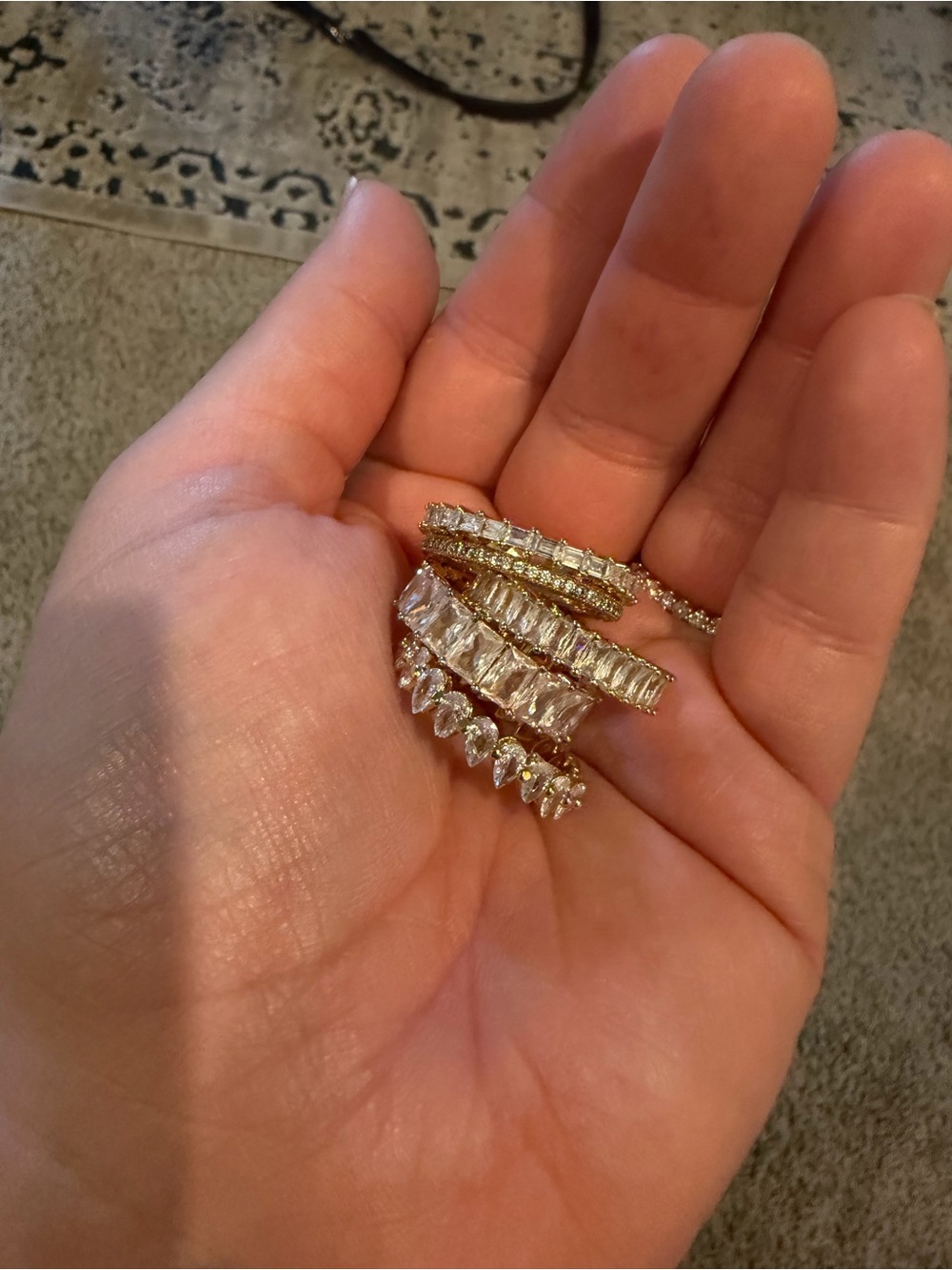 Gold-Tone Crystal Statement Ring - Sparkling Clear Stones